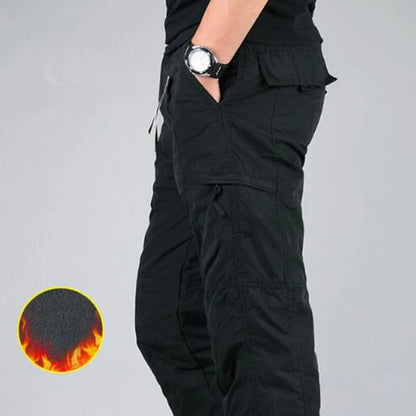 Winter Thicken Fleece Pants Men Casual Warm Overalls Multi-pocket Militarmy Trousers Thermal Cargo Tactical Pants Mens Clothing