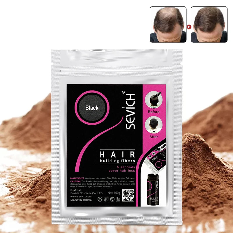 Hair Fibers Hair Building Keratin Powder Hair Color Volume Product Care Treatment Black/Dark Brown 300g Refill.