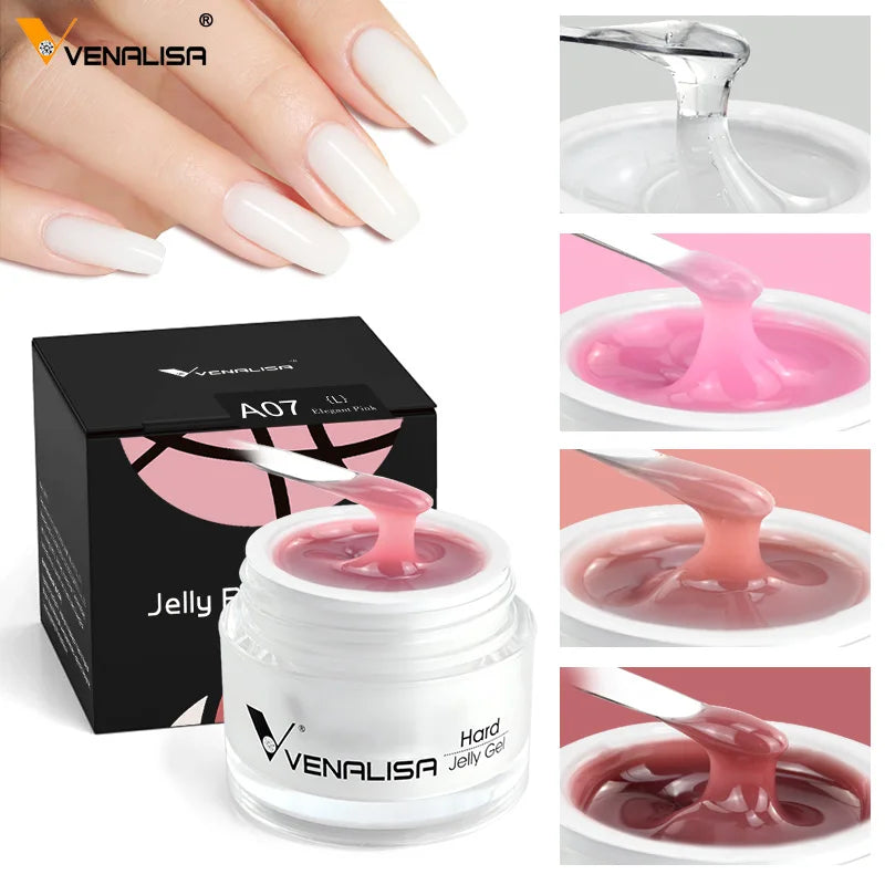 15ml Venalisa Jelly Extension Nail UV Construction Gel French Glitter Poly Nail Gel Clear Natural Camouflage Color Fibre Varnish.