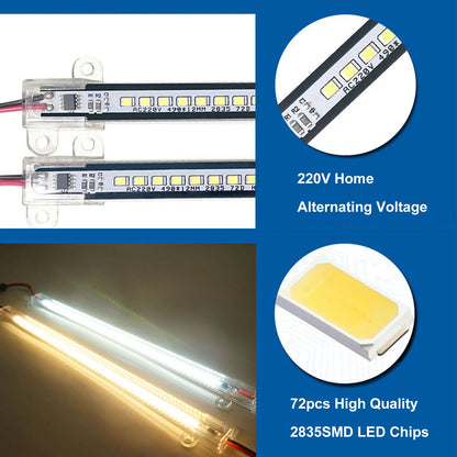 30cm/50cm/60cm LED Rigid Light Strip High Brightness LED Fluorescent Floodlight Tube Bar Industries Showcase Display Lamp 220V.