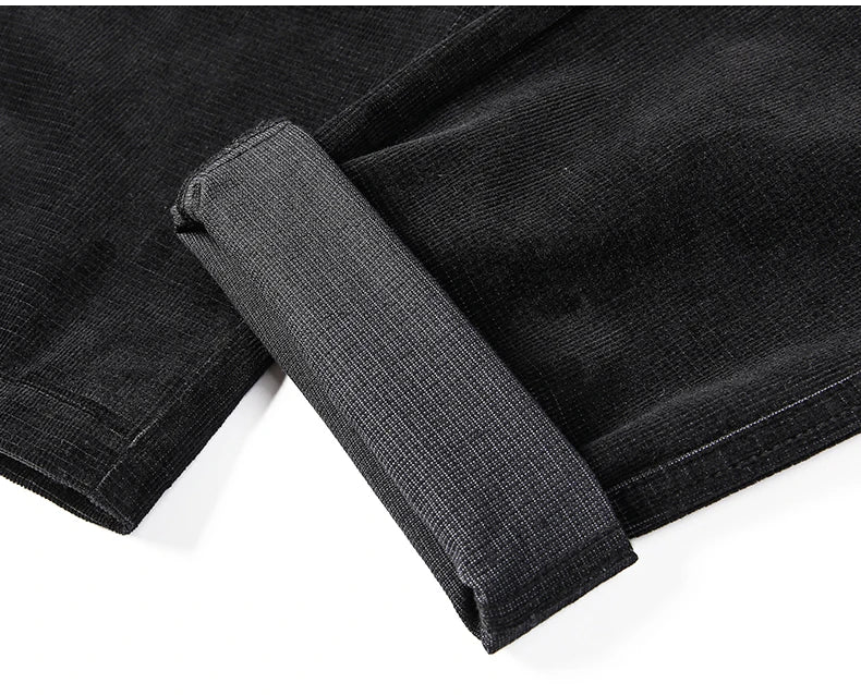 Spring Autumn New Men Pants Corduroy Fabric Comfortable Soft Casual Business Office Male Trousers Khaki Apricot Black Blue.