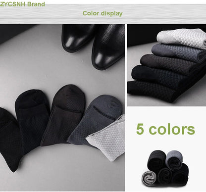 10 Pairs/Lot Men's Bamboo Fiber Socks 2025 New Compression Autumn Long Black Business Casual Man Dress Sock Gift Plus Size 42-45.