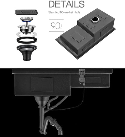 ASRAS Nanometer Handmade Sinks 4mm Thickness 220mm Depth SUS 304 Stainless Steel Luxury Stepped Kitchen Sinks