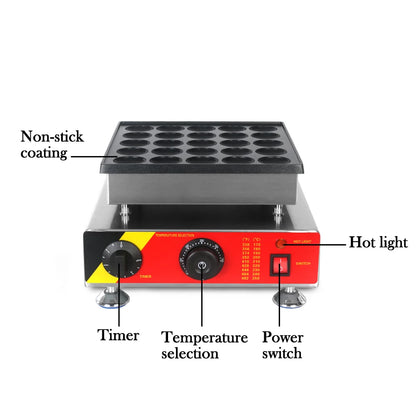 ITOP Mini Poffertjes Maker Mini Pancake Waffle Muffin Machine 25 Holes Commercial 800W Non-stick, Fast Heating, Heavy Duty.