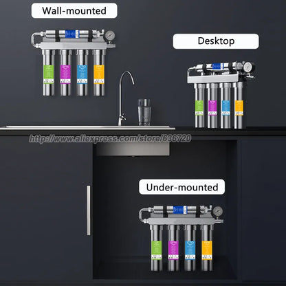 0.01μm Stainless Stee Ultra-Filtration Under Sink Water Filter System, Reduces 99.99% of Chlorine, Bad Taste & Odor.