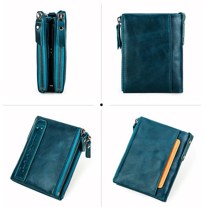 CONTACT'S Genuine Leather Short Wallets for Women Luxury Designer Coin Purse Female Money Clip Card Holder Customize Men Wallets.