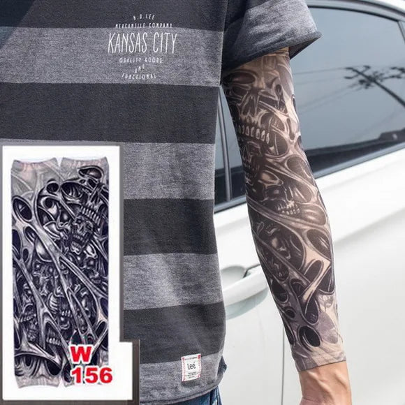 1pc hot sale tattoo sleeve  styles elastic Fake 100%nylon Arm stocking beloved girl Buddha Wolf Dragon design halloween cool men