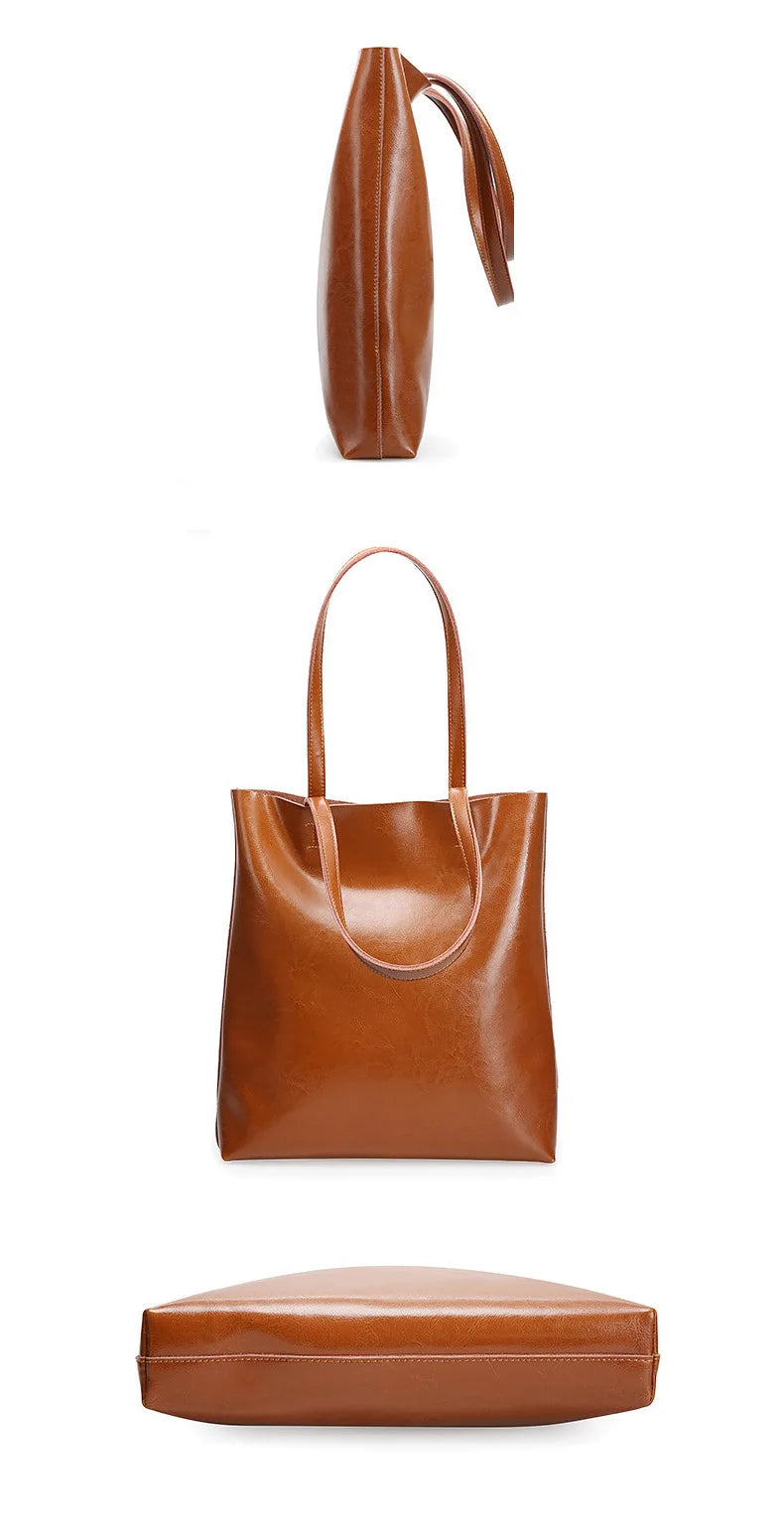 Cow Leather Bag Ladies Genuine Leather Handbags Big Women Bag Large Vintage Female 2023 Office Hand Shoulder Bags For Women Tote