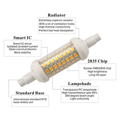 R7S LED 78 mm 118 mm 135 mm r7s Glühbirne 6 W 9 W 12 W SMD 2835 Lampada LED-Lampe 220 V Maislicht Energiesparend Ersetzen Sie das Halogenlicht.
