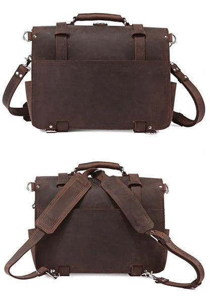 Vintage Crazy Horse Echtes Leder Männer Aktentasche Business Tasche Große Leder Aktentasche Männlichen 15.6 "Laptop Fall Schulter Tasche büro.