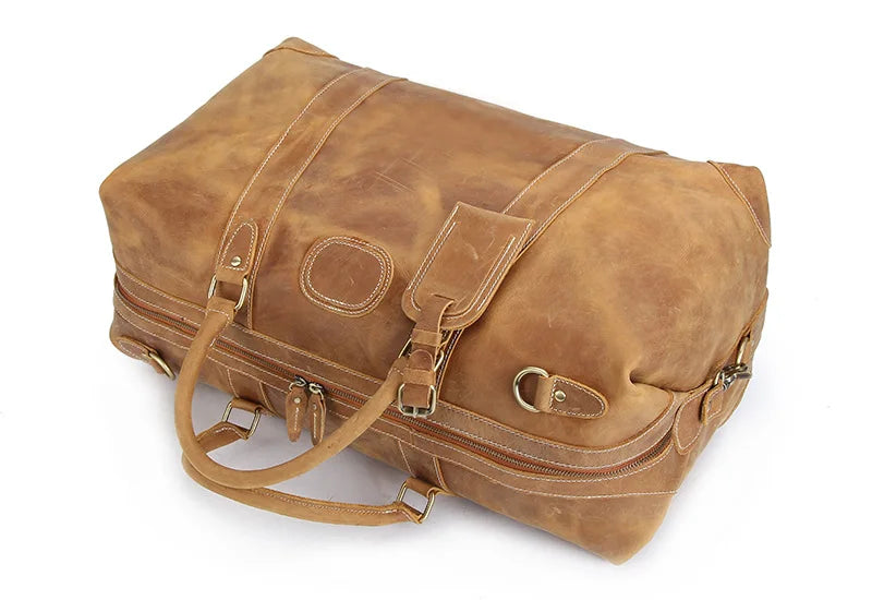 Vintage verrückte Pferd Echt leder Herren Reisetasche große Gepäck tasche männliche Reisetasche über Nacht Einkaufstasche Wochenend tasche große m110.