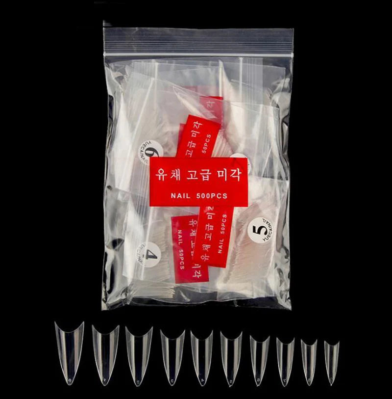 NATURAL CLEAR /WHITE 3 COLORS STILETTO FALSE NAIL TIPS, 500PCS FRENCH FAKE NAIL TIPS NAIL ART ACRYLICS ARTIFICIAL DIY NAIL TIPS