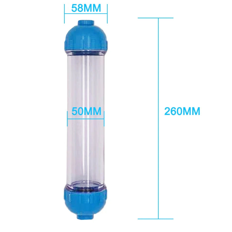 T33 Housing DIY Fill Shell With Filter Cartridge Alkaline balls/Maifan Stone/activated carbon/Resin/KDF for Aquarium purifier.