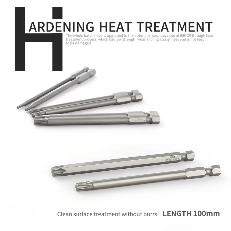 100mm Länge Torx Elektrische Schraubendreher Bit Sets S2 Harte Pflaume Kopf Wind Charge Bits Elektrische Bohrer Charge T8 T10 t20 T25 T30 T40