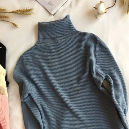 2025 herbst Winter Dicken Pullover Frauen Gestrickte Rippen Pullover Pullover Langarm Rollkragen Schlank Jumper Weiche Warme Pull Femme | H&D Shop