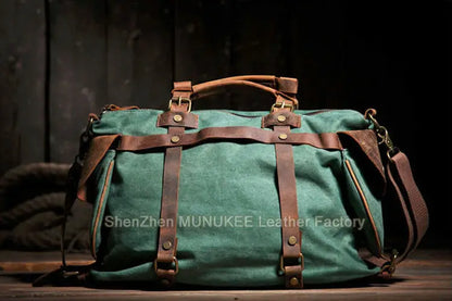 Vintage Military Canvas + Echtes Leder Herren Umhängetasche Sling Umhängetasche Tote Handtasche Herren Canvas Messenger Bag Freizeit