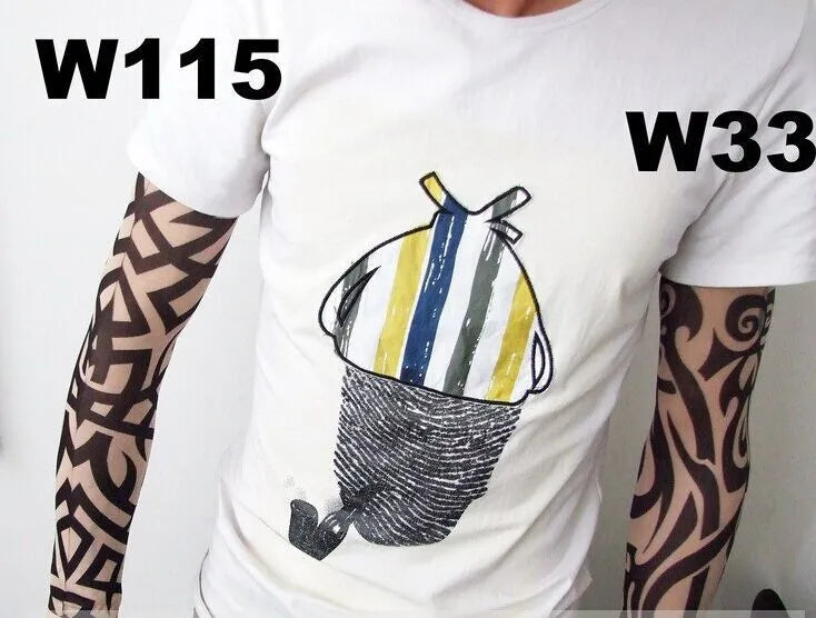 1pc hot sale tattoo sleeve  styles elastic Fake 100%nylon Arm stocking beloved girl Buddha Wolf Dragon design halloween cool men.