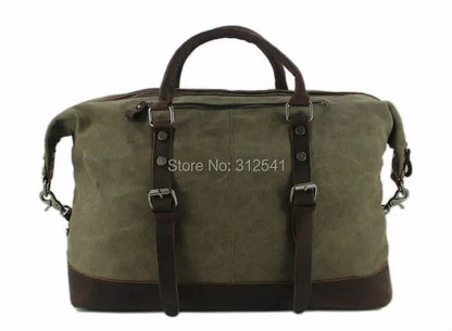 Vintage military Leinwand Leder männer reisetaschen Tragen auf Gepäck taschen Männer Duffel taschen reise tote große wochenende Tasche Übernachtung.