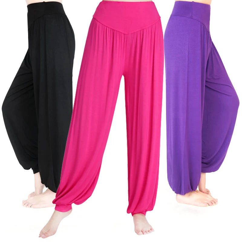 Women Yoga Pants Women Plus Size Sports Pants Yoga Leggings Colorful Bloomers Dance Yoga TaiChi Pants Modal WomenTrousers.