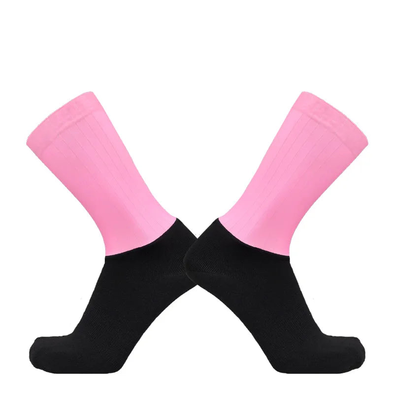 Anti Slip Silicone Summer Aero Socks Whiteline Cycling Socks Men Bicycle Sport Running Bike Socks Calcetines Ciclismo.