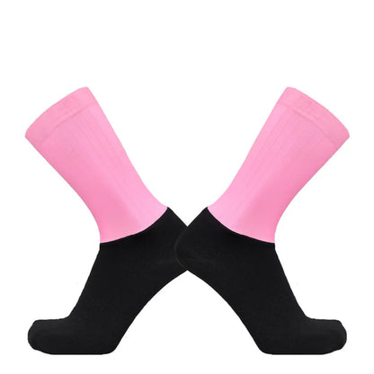 Anti Slip Silicone Summer Aero Socks Whiteline Cycling Socks Men Bicycle Sport Running Bike Socks Calcetines Ciclismo.