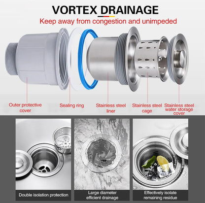 Kitchen sink lead-free handmade brushed 304 stainless steel 3mm thickness single bowl large size kitchen sink