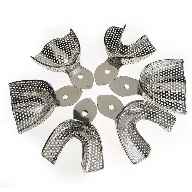 1 Set Dental Lab Equipment L/M/S Size Upper Lower Stainless Steel Impression Trays For Dental Lab.