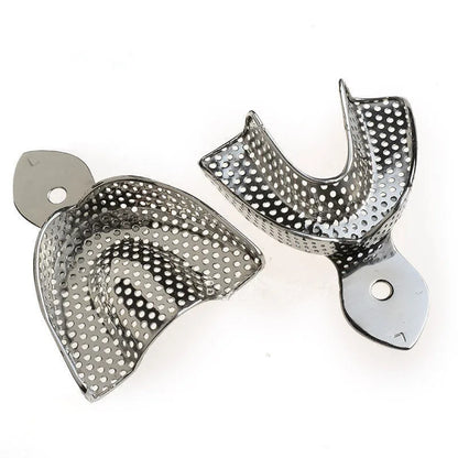 1 Set Dental Lab Equipment L/M/S Size Upper Lower Stainless Steel Impression Trays For Dental Lab.