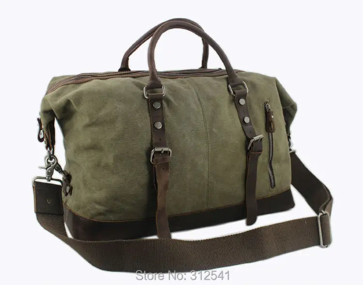 Vintage military Leinwand Leder männer reisetaschen Tragen auf Gepäck taschen Männer Duffel taschen reise tote große wochenende Tasche Übernachtung.