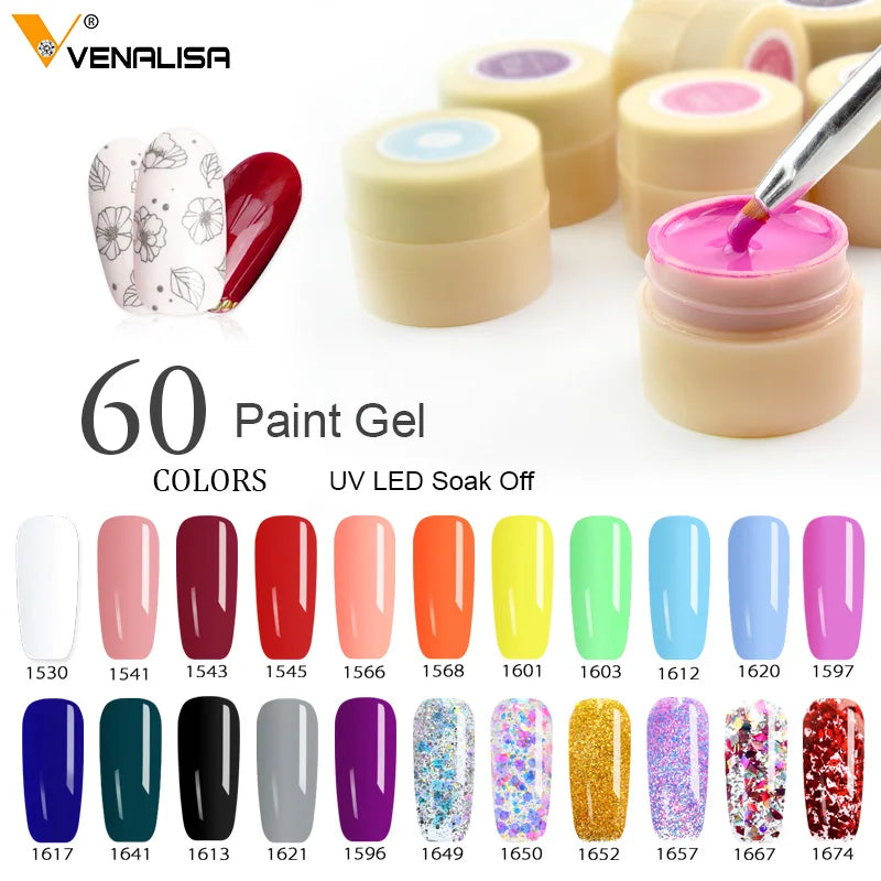 VENALISA Starry Painting Gel 90 Colors 5ml CANNI Pure Color Varnish Nail Art Salon Soak Off UV LED Nail Art Design Drawing Gel.