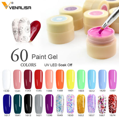 VENALISA Starry Painting Gel 90 Colors 5ml CANNI Pure Color Varnish Nail Art Salon Soak Off UV LED Nail Art Design Drawing Gel.