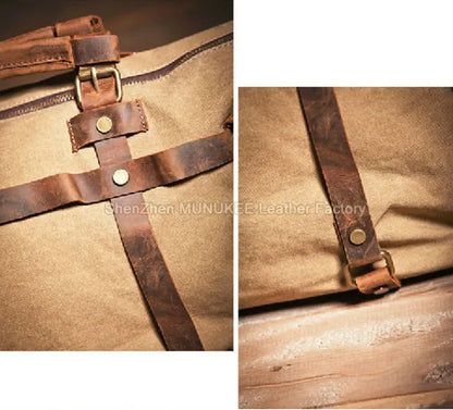 Vintage Military Canvas + Echtes Leder Herren Umhängetasche Sling Umhängetasche Tote Handtasche Herren Canvas Messenger Bag Freizeit