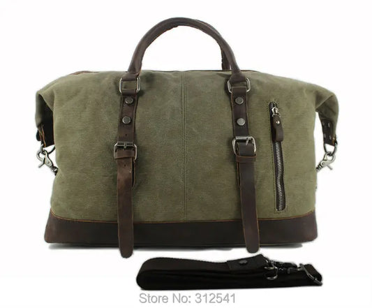 Vintage military Leinwand Leder männer reisetaschen Tragen auf Gepäck taschen Männer Duffel taschen reise tote große wochenende Tasche Übernachtung.
