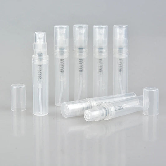 100pcs/lot 2ml 3ml 4ml 5ml Small Round Plastic Containers Perfume Bottles Atomizer Empty Cosmetic Containers For Sample.