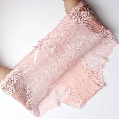 Women Modal Transparent Sexy Lace Underwear Plump Lady 3XL Large Size Hollow Seamless Panties High-Rise Soft Big Briefs.