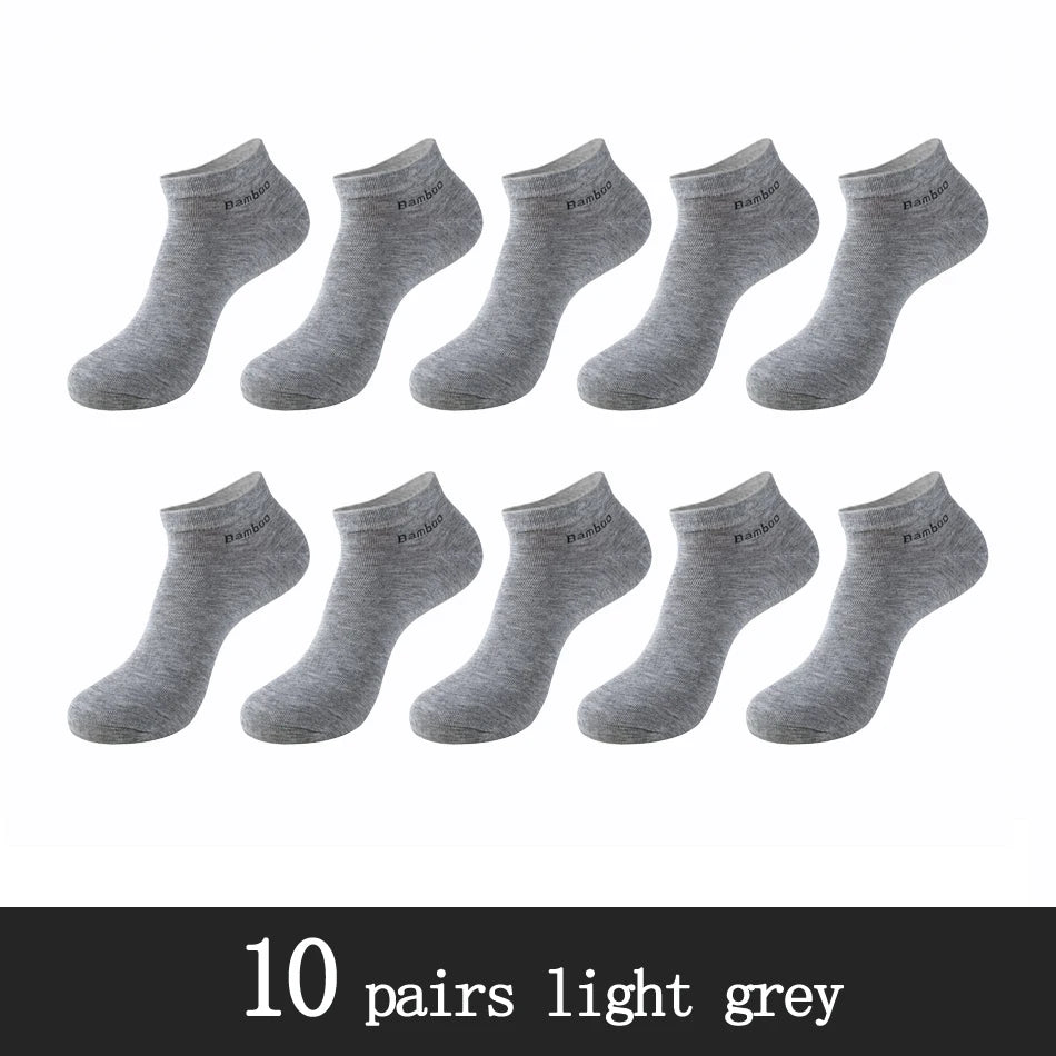 10 Pairs / Pack Men's Bamboo Fiber Socks Short High Quality New Casual Breatheable Anti-Bacterial Man Ankle Socks Men.