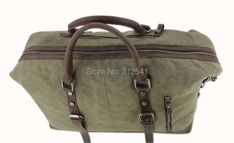 Vintage military Leinwand Leder männer reisetaschen Tragen auf Gepäck taschen Männer Duffel taschen reise tote große wochenende Tasche Übernachtung
