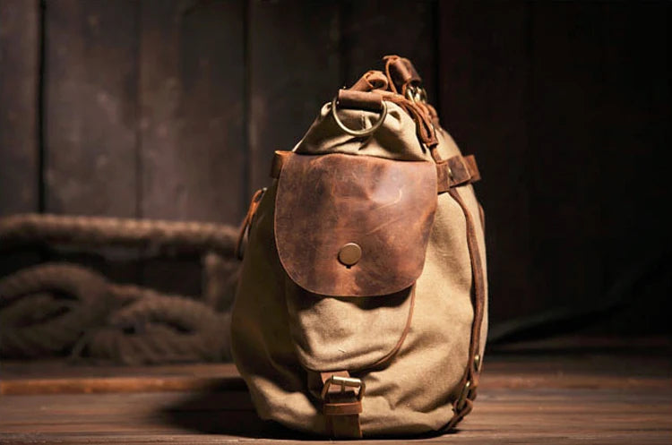 Vintage Military Canvas + Echtes Leder Herren Umhängetasche Sling Umhängetasche Tote Handtasche Herren Canvas Messenger Bag Freizeit.