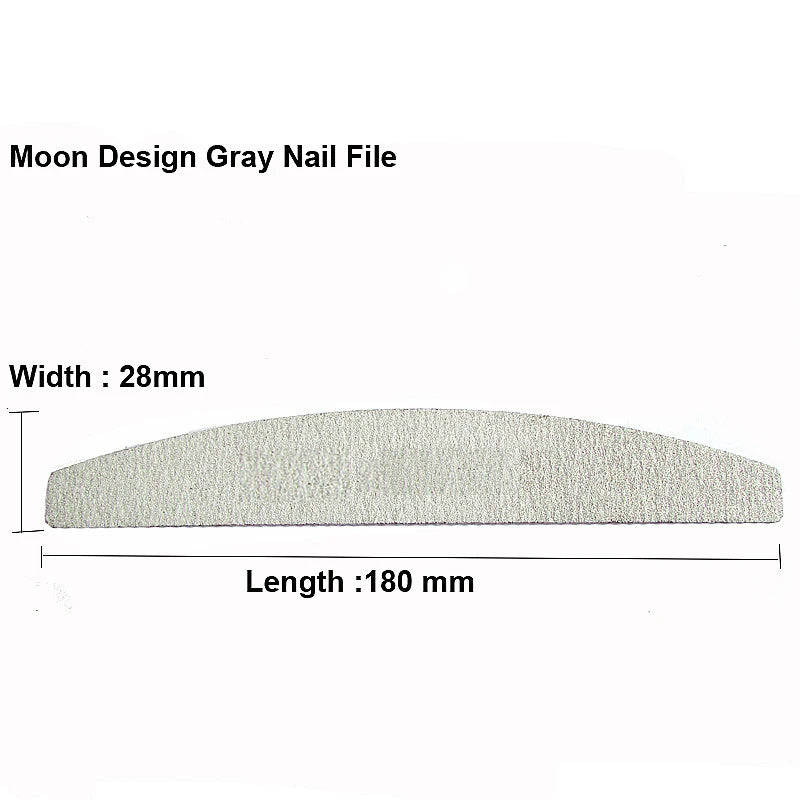 5Pcs/lot Professional Nail Files 100/180 Buffer Double Side Gray Color Curve Banana Nail Art Care Tools High Quality Necok.