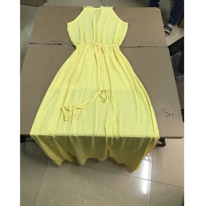 2025 sommer Maxi Lange Party Kleid Frauen Neckholder Vintage Ärmellose Hohe Split Boho Kleid 2XL Größe Sexy Strand Kleid Vestido