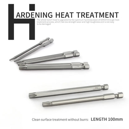 100mm Länge Torx Elektrische Schraubendreher Bit Sets S2 Harte Pflaume Kopf Wind Charge Bits Elektrische Bohrer Charge T8 T10 t20 T25 T30 T40