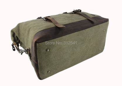 Vintage military Leinwand Leder männer reisetaschen Tragen auf Gepäck taschen Männer Duffel taschen reise tote große wochenende Tasche Übernachtung