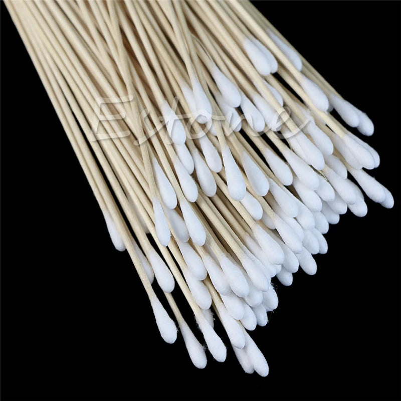 100pcs Cotton Swab 6" Applicator Q-tip Swabs White Long Handle Extra Wood  Sturdy New Cleaning Tool.