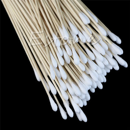 100pcs Cotton Swab 6" Applicator Q-tip Swabs White Long Handle Extra Wood  Sturdy New Cleaning Tool.