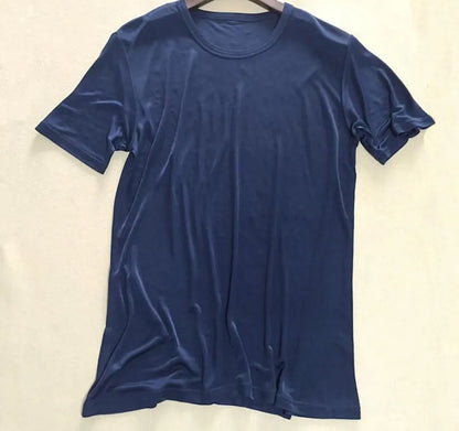 Men's Spring Summer Thin 100% Natural Silk T-shirt Male Elastic Casual Breathable Summer Silk Shirt Tops TB1167.