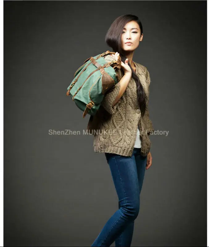 Vintage Military Canvas + Echtes Leder Herren Umhängetasche Sling Umhängetasche Tote Handtasche Herren Canvas Messenger Bag Freizeit