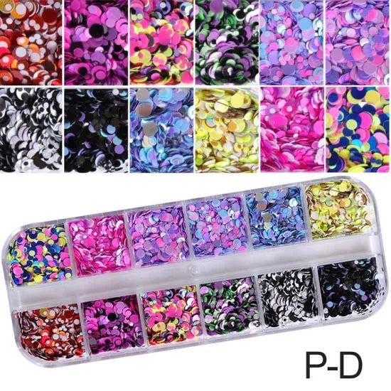 1 Set Mixed Color 3D Ultrathin Sequins Nail Glitter Flakes 1/2/3mm Sparkly DIY Tips Dazzling Paillette Nail Art Decorations TRP.