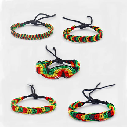 5pcs Mixed Rasta Friendship Bracelet WRISTBAND Cotton Silk Reggae Jamaica Surfer Boho.