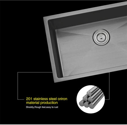 Large Size Single Kitchen Sink Handmade Brushed 304 Stainless Steel 3mm Thickness Single Bowl Bar Counter Kitchen Kinks