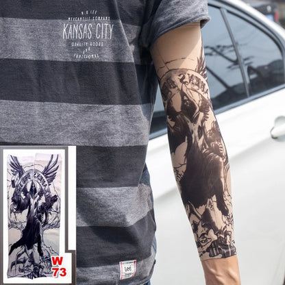 3PCS/lot new mixed 100%Nylon elastic Fake temporary tattoo sleeve skull wolf totem dragon designs body Arm stockings cool men.